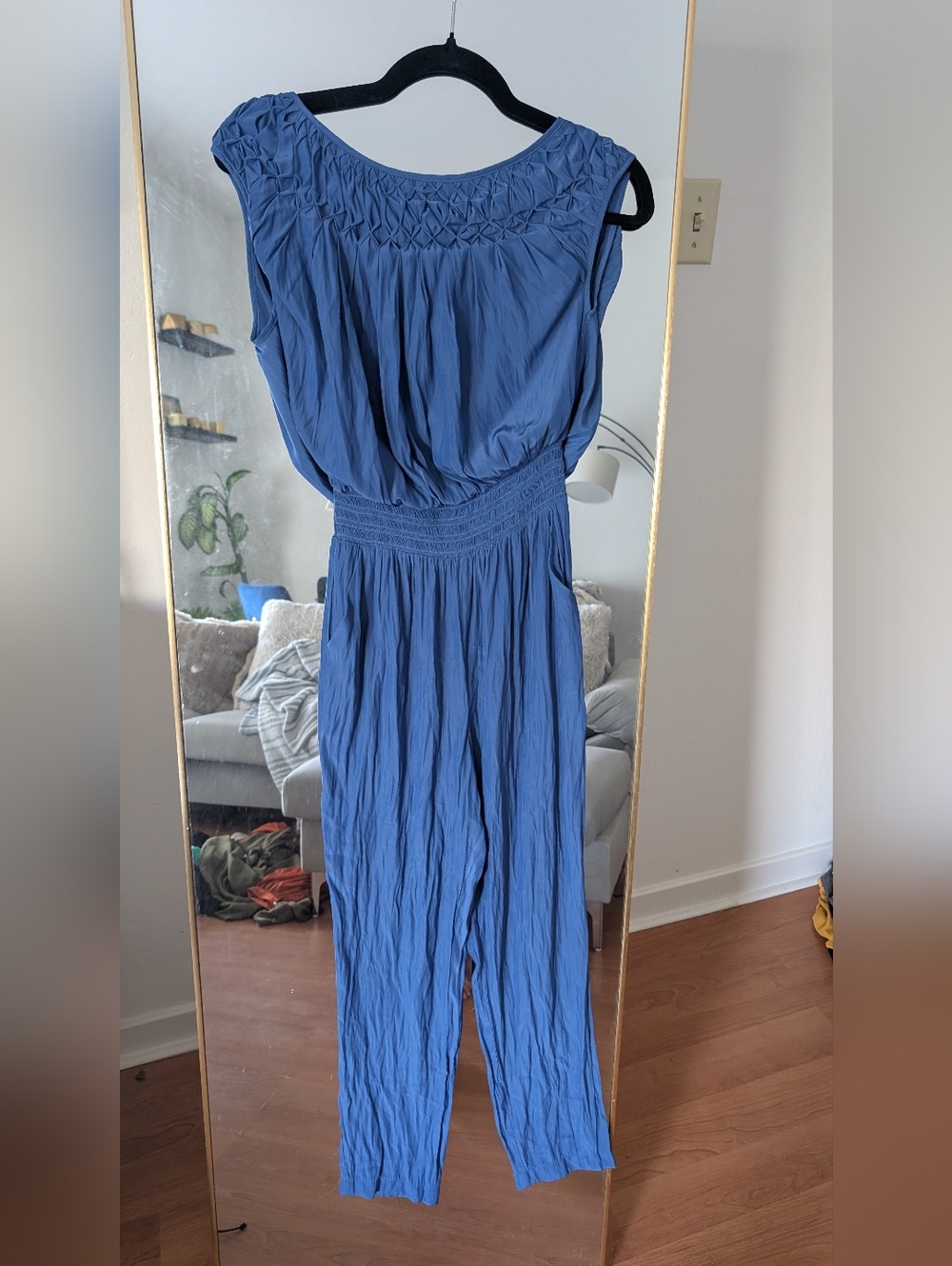 Ramy Brook Periwinkle Blue Smocked Waist Jumpsuit